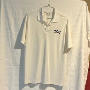 Under Armour White Polo with Purple TCU Embroidery